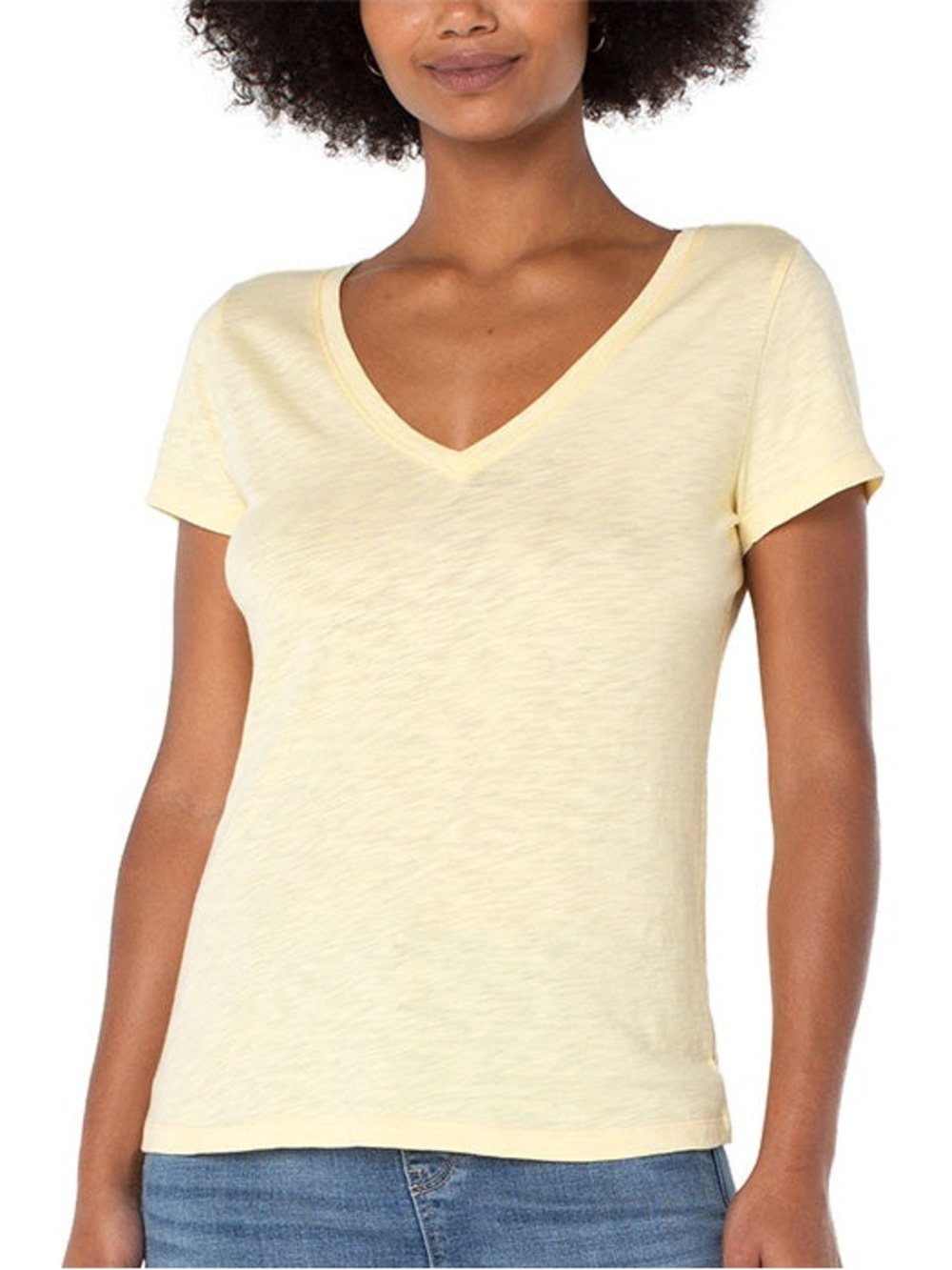 NWT: Liverpool V-Neck Short Sleeve Tee - Soft Yellow